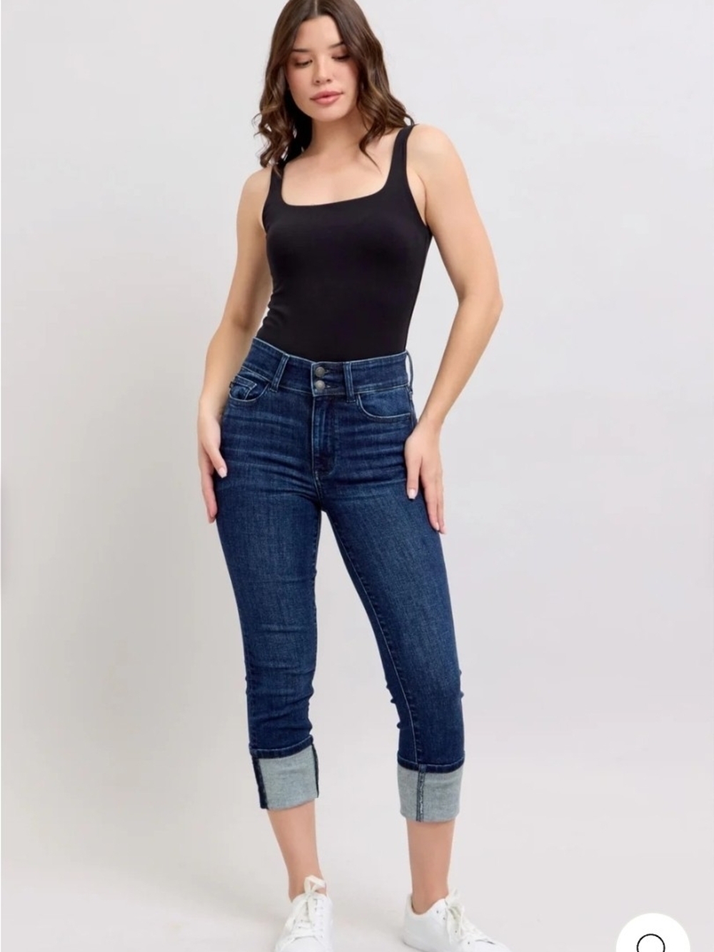 Judy Blue Dark Blue High-Rise Cropped Skinny Jeans